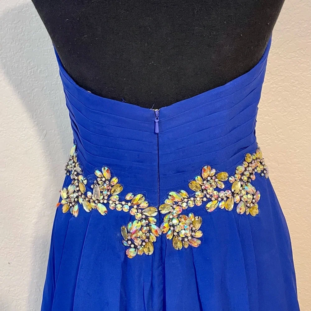 Blush Prom by Alexia Long Royal Blue Strapless Dress With Rhinestone Bustier - 4 - Picture 9 of 11